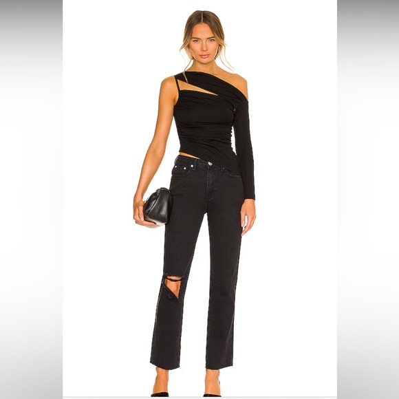 Current Style Superdown Pixie Asymmetrical Top in Black - Picture 6 of 9